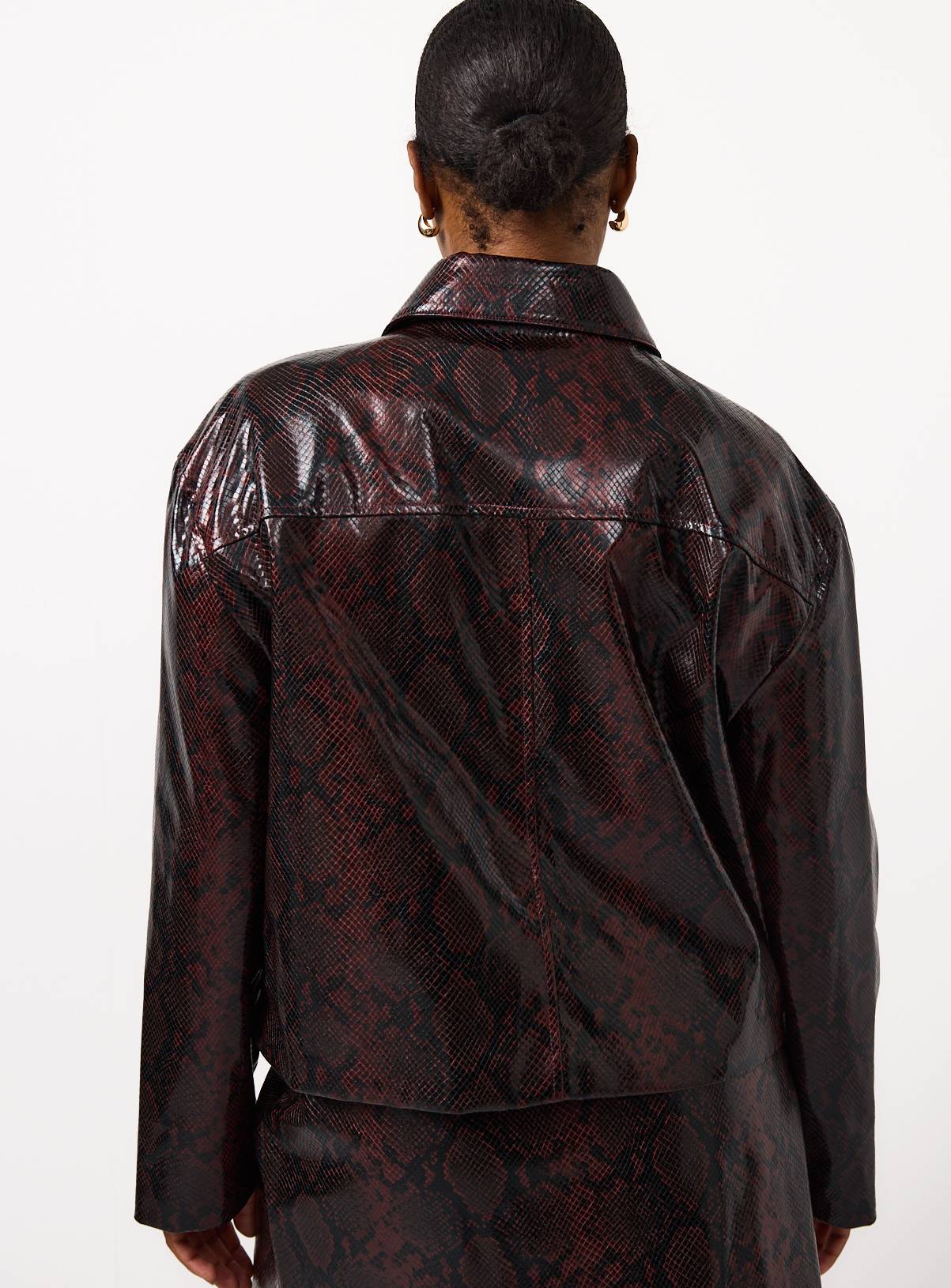 Dark Red Snake Printed Vinyl Boxy Co-ord Blazer 16 - Image 4